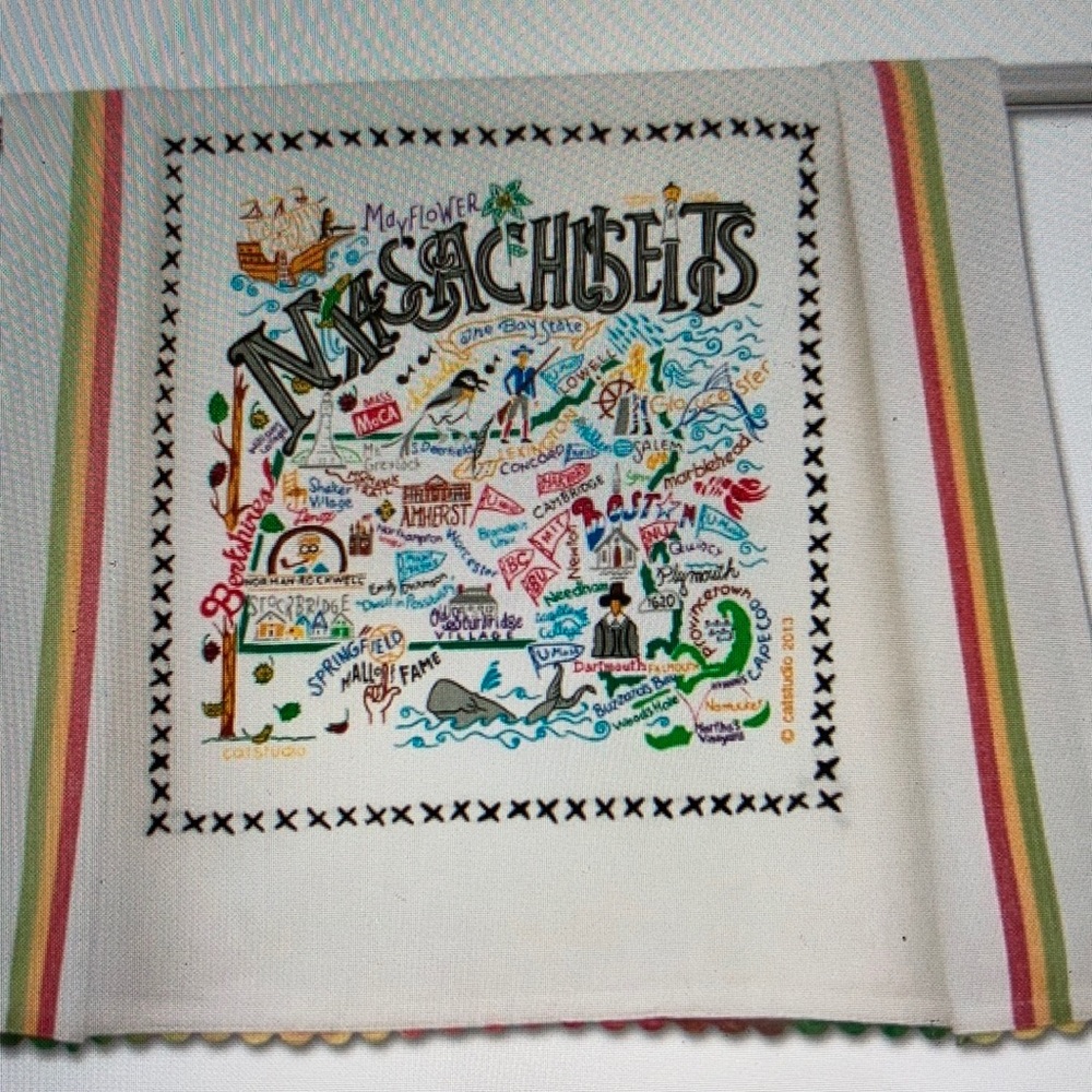 Massachusetts Geography dish towel NWT